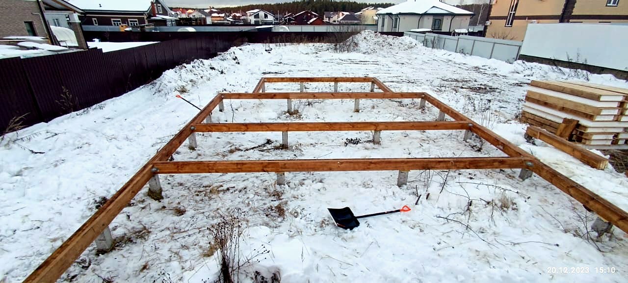 Дом 140 м² по проекту «Ессентуки 8х9», д. Афанасово: фундамент и обвязка