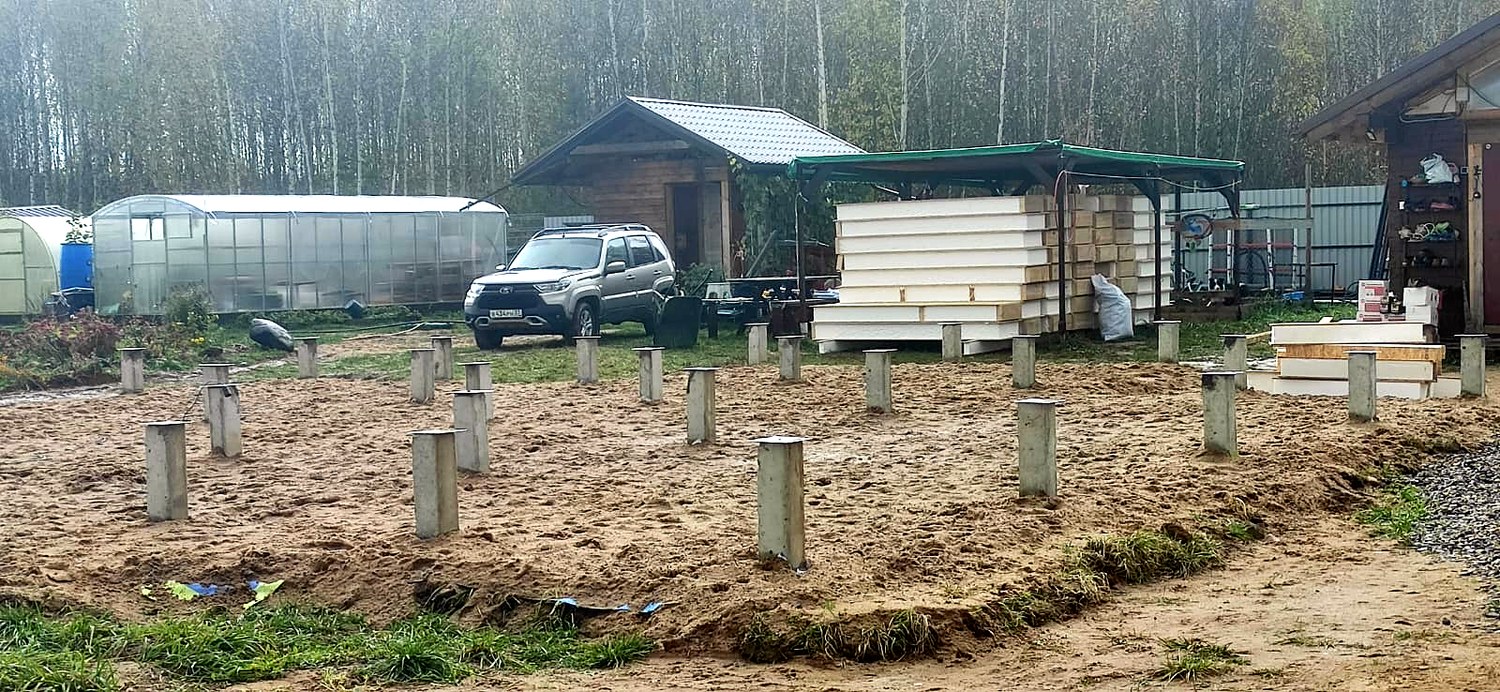 Дом 147 м² по проекту «Егерь», п. Сосны: фундамент и обвязка