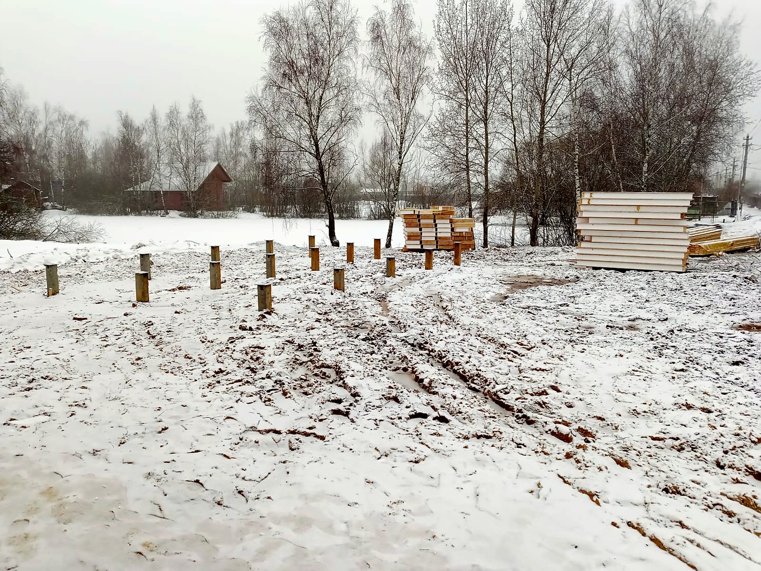 Дом 43 м² по индивидуальному проекту, СНТ «ФИЛЬМ»: фундамент и обвязка